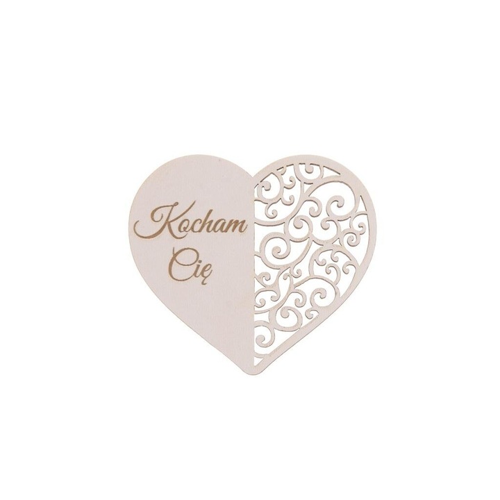 Dekoratív fa felirat - Szeretlek, 5 darab, fehér, 8x7,1cm