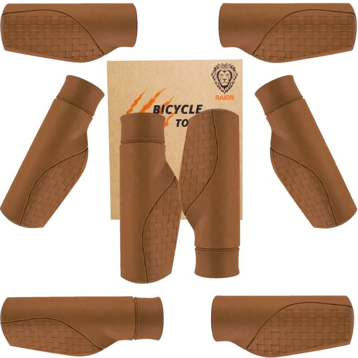 Mansoane bicicleta RAION HENSO 118/100mm, TPE, ergonomic, culoare: Brown