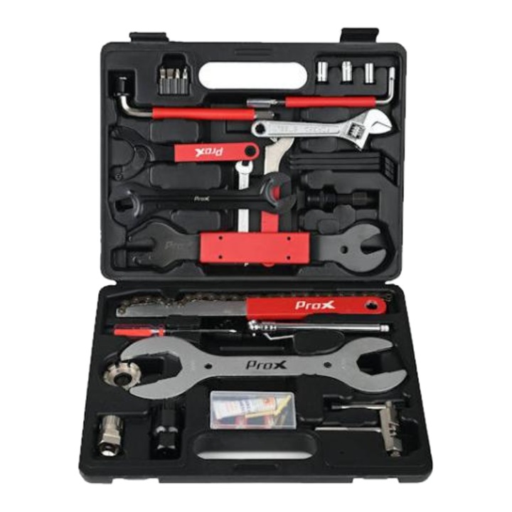 Set unelte pentru biciclete, ProX, 26 elemente, cutie, diverse chei, otel, 2895g