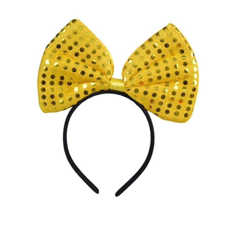 Лента за глава с панделка, Arpex, Полиестер, Черно/Жълто, 20 см