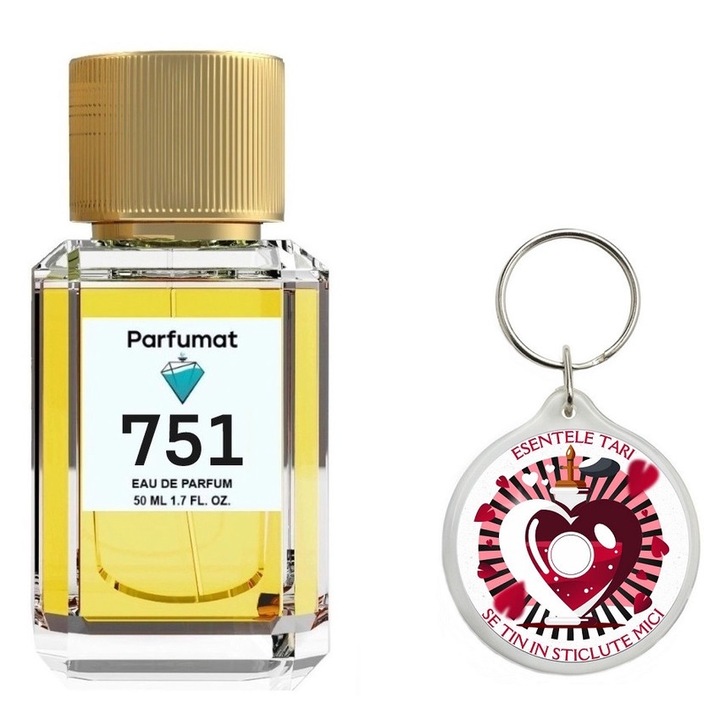 Set Apa de parfum, Parfumat, 751 Paradise Men, de barbat, 50 ml cu Breloc Personalizat "Esentele tari se tin in sticlute mici"