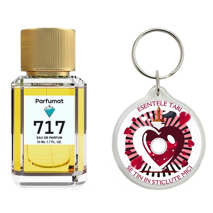 Set Apa de parfum, Parfumat, 717 Pistachio, unisex, 50 ml cu Breloc Personalizat "Esentele tari se tin in sticlute mici"