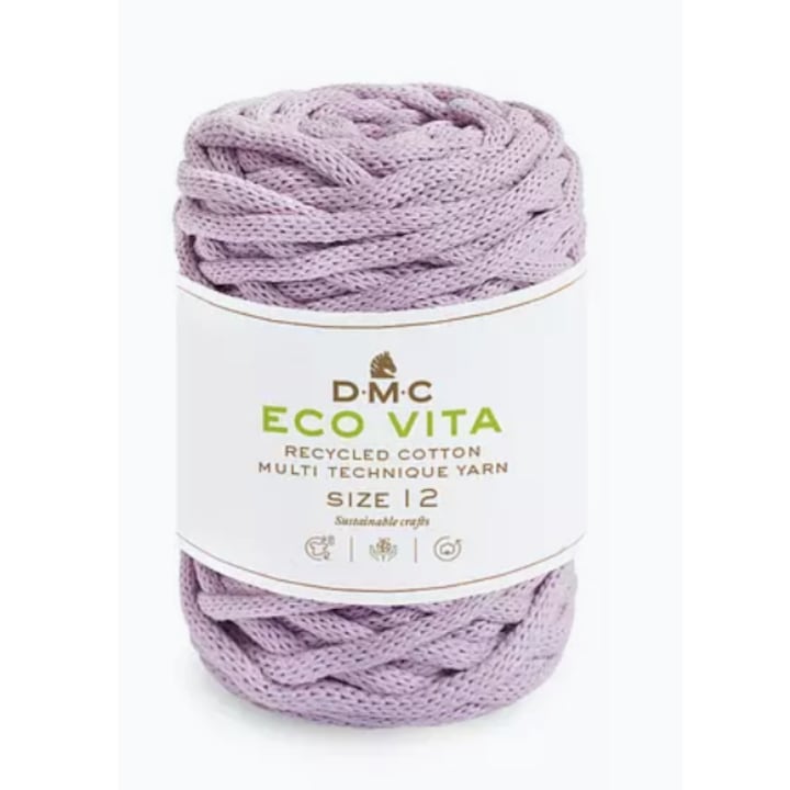Fir pentru macrame, tricotat si crosetat Eco Vita 12mm DMC, 250g/55m, 62 mov deschis