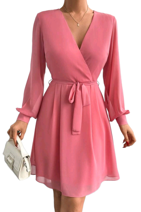 Къса рокля с воал, Розово