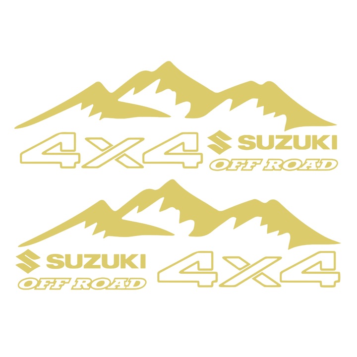 Set Stickere Off Road, SUZUKI 4x4, Auriu, 40 cm x 14 cm