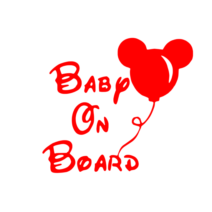 Sticker auto Baby on Board, rosu, 15cm