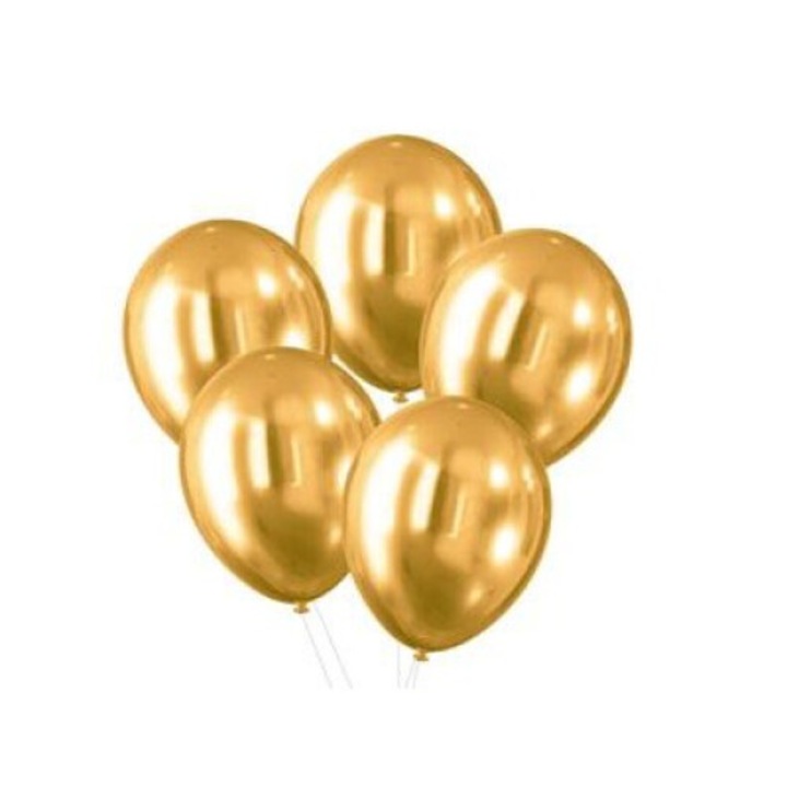 Златни балони с хром ефект Арпекс комплект 5 бр 30см