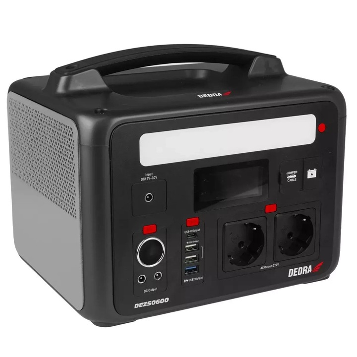Statie de alimentare DEDRA DEZS0600, 600W, 1200W putere de varf, acumulator LiFePO4, 640Wh, 9kg