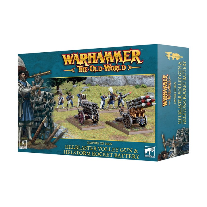 Warhammer The Old World Game Expansion, Helblaster Volleygun Helstorm Battery Empire of Man, Games Workshop, 114 части, сив