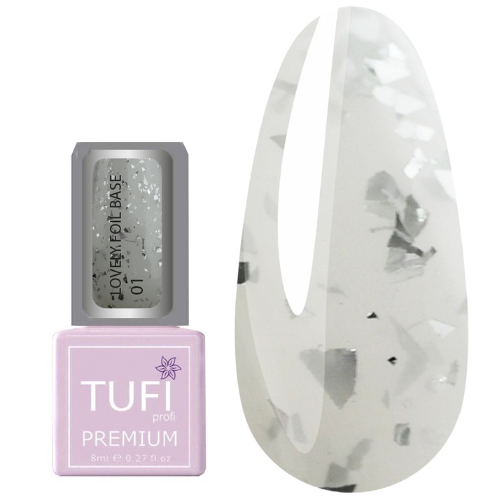 TUFI PROFI PREMIUM Lovely Foil UV гел лак 8 ml, сребрист, равномерно нанасяне, гланц