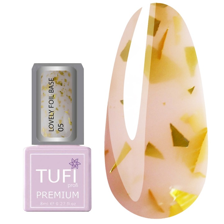 Гел TUFI Profi PREMIUM Lovely Foil UV гел лак 8 ml, златен, равномерно нанасяне, гланц