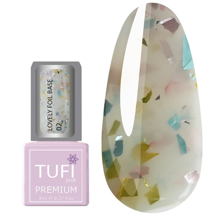 TUFI PROFI PREMIUM Lovely Foil UV гел лак 02 конфети, многоцветен, 8 ml