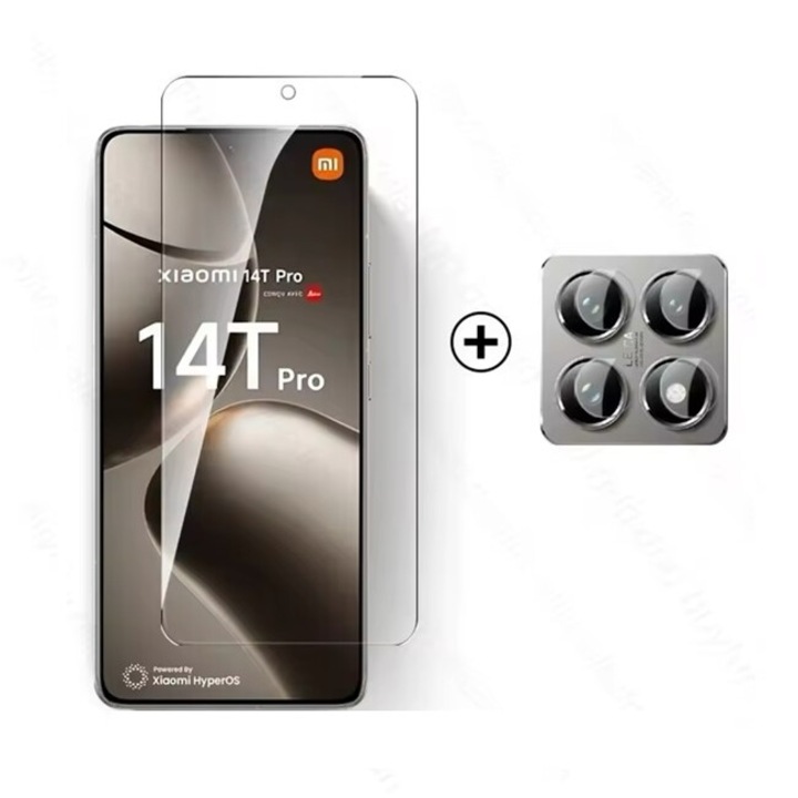 Комплект протектор за екран + закалено стъкло за камера, съвместим с Xiaomi 14T/14T Pro