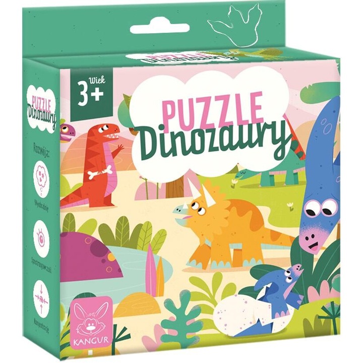 Puzzle Dinozauri 3+, Kangur, 144x183mm, pentru copii 3+