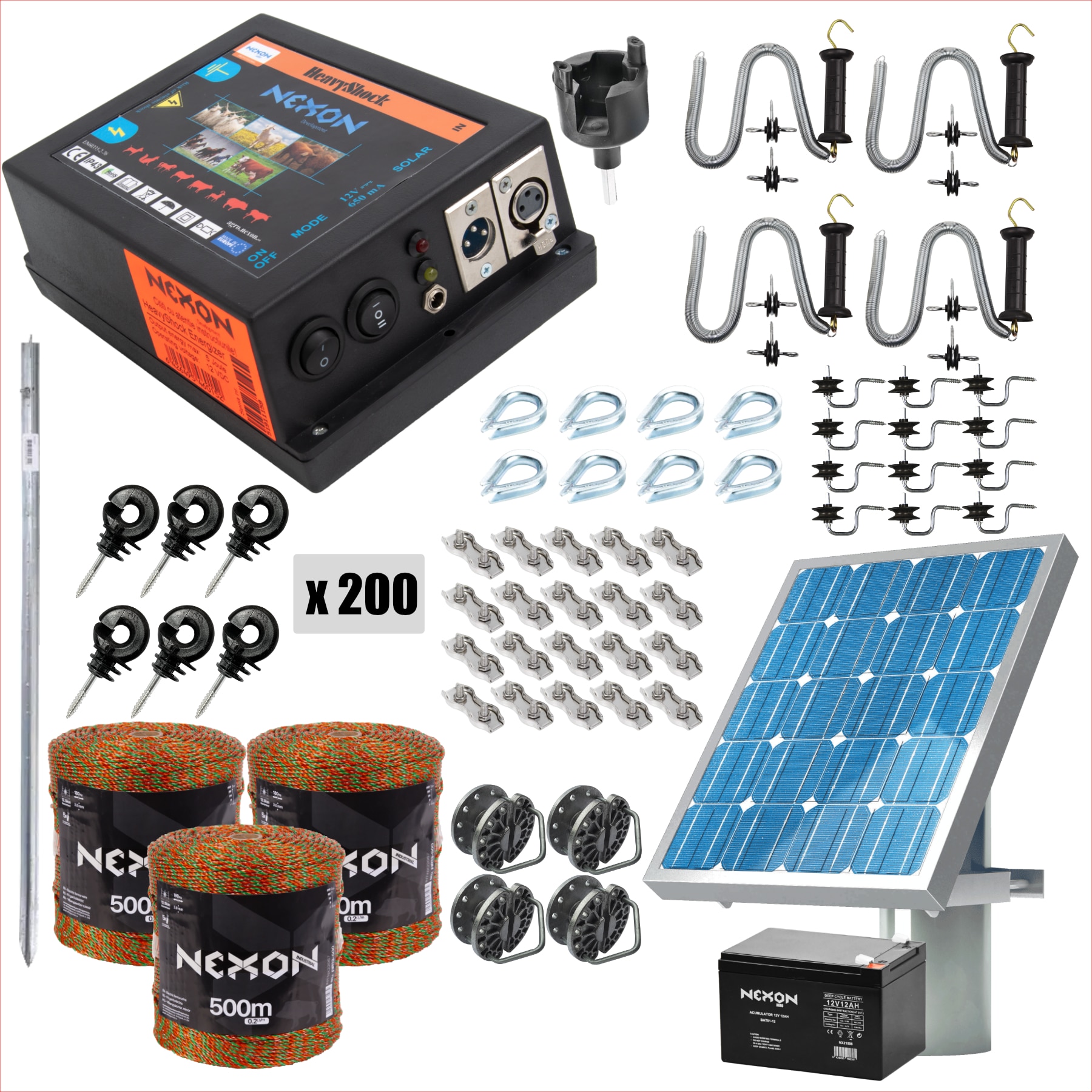 Pachet gard electric NEXON HeavyShock PRO 5J cu solar si baterie