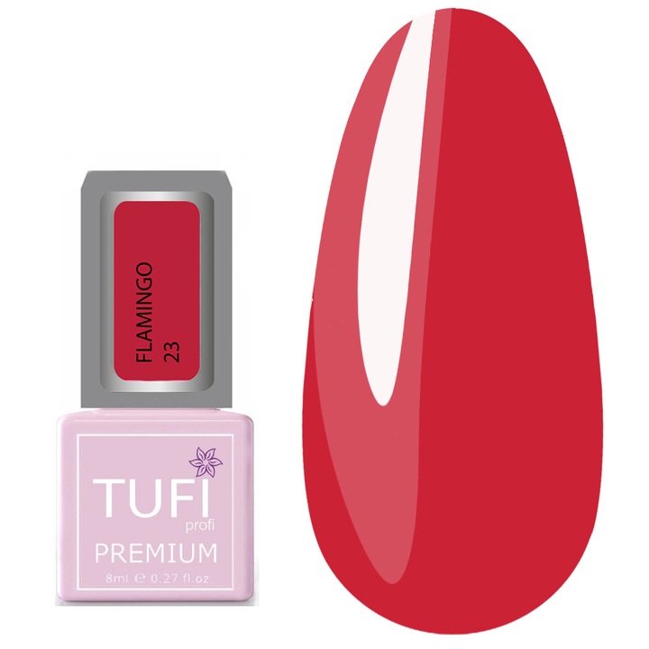 TUFI Profi PREMIUM Flamingo 23 гел лак за нокти, коралово червено, 8 ml