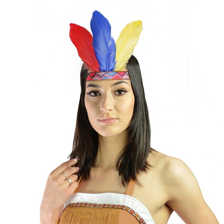 Индианска лента за глава Arpex, с цветни пера, 20x26см, парти комплект