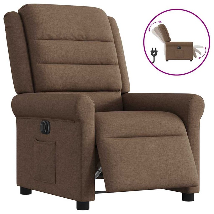VidaXL barna szövet elektromos dönthető fotel 19.1 kg 3303298