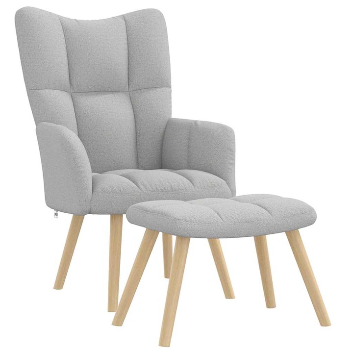 VidaXL felhőszürke szövet relaxáló szék zsámollyal 8.6 kg