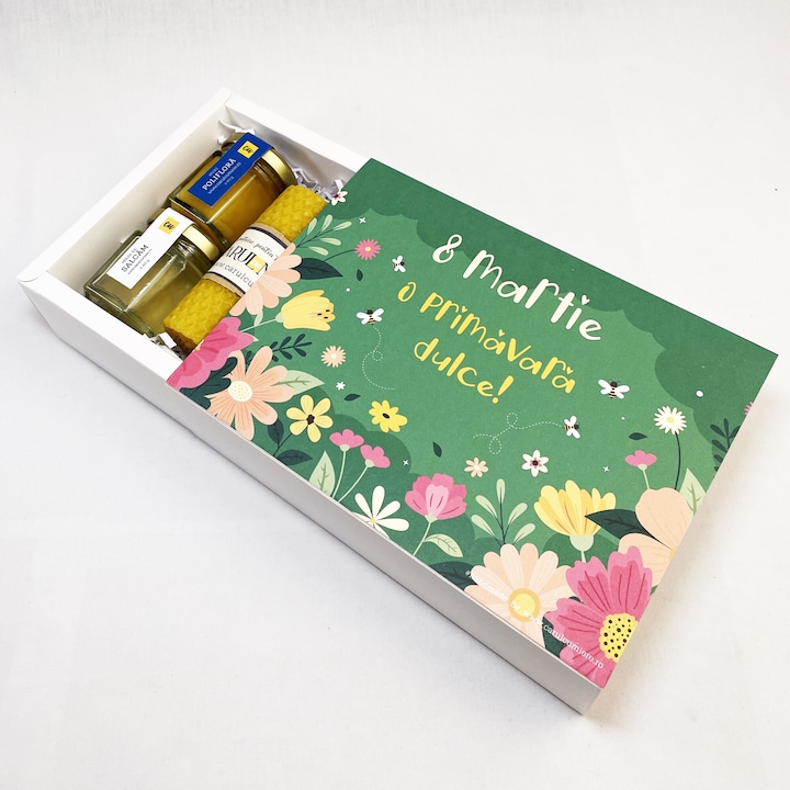Pachet cadou pentru ea sau el, personalizat valentine's day, ziua indragostitilor, 8 martie, 60g miere cruda, lingura, sapun handmade cu miere de albine, lumanare handmade din ceara naturala