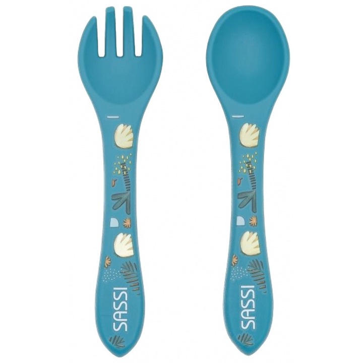 Szilikon etetőkészlet, villa és kanál, Sassi, Elefánt