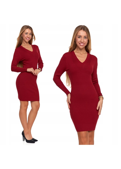 Rochie dama, Moraj, creion, maneca lunga, visiniu, vascoza