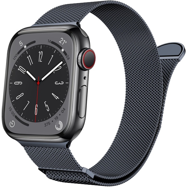 Каишка за Apple Watch, магнитно затваряне с примка от неръждаема стомана за iWatch Series1/2/3/4/5/6/7/8/9/10/SE 46mm/49mm/45mm/44mm, Milanese, космически сив цвят