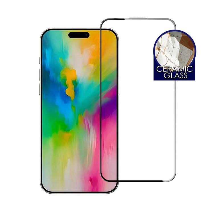 Folie Protectie Ecran Sticla 3D Ceramic Cellara Compatibil Cu iPhone 16 Pro - Negru