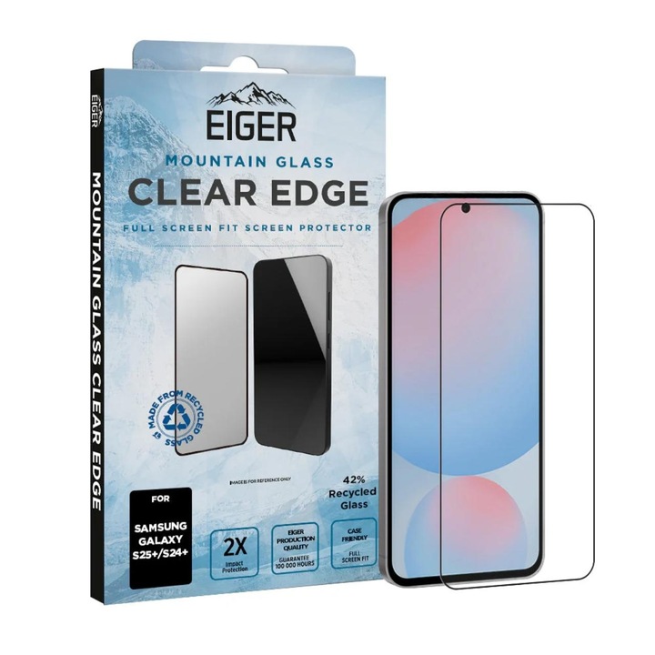 Eiger 3D Mountain Glass képernyővédő fólia, amely kompatibilis a Samsung Galaxy S25 Plus / S24 Plus Clear telefonokkal