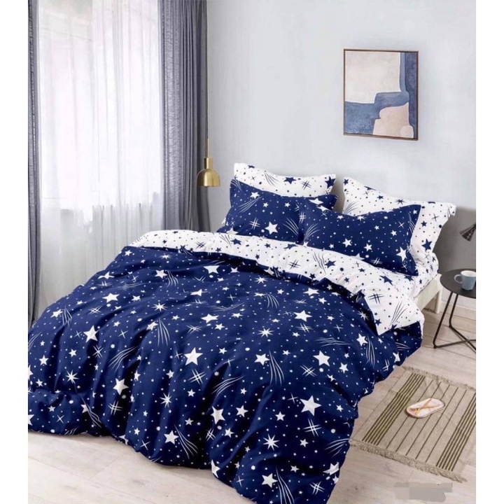 Set lenjerie de pat dublu, finet, Fly In Space, 6 Piese