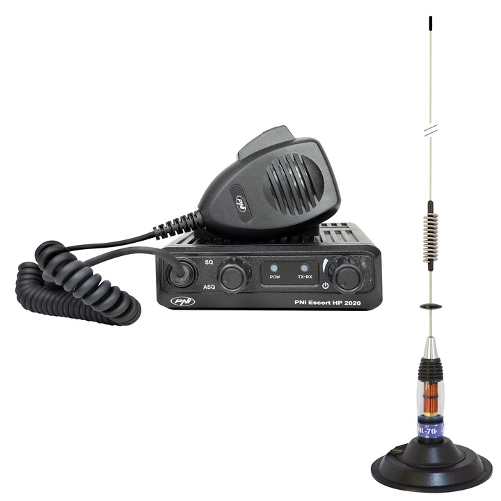 CB Радиостанция PNI Escort HP 2020 канал 22, 4W, 12V и CB антена PNI ML70, 70cm, 200W с включен магнит