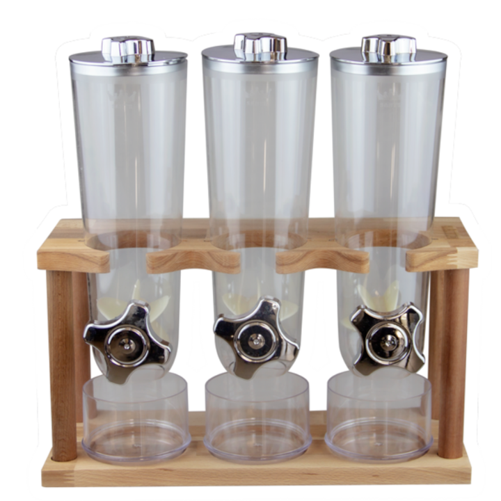 Dozator de muesli si nuci HORECANO, din lemn, cu 3 recipiente