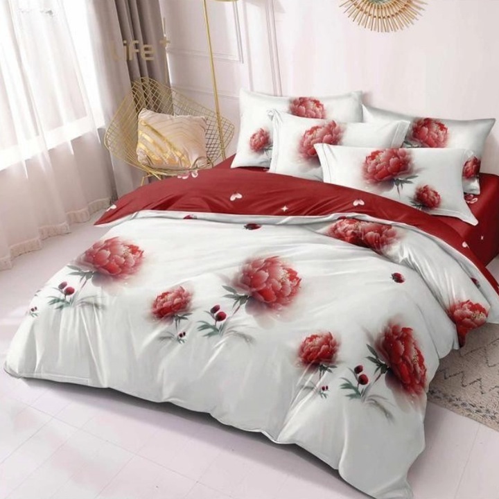 Set lenjerie de pat dublu, finet, Farida, 6 Piese