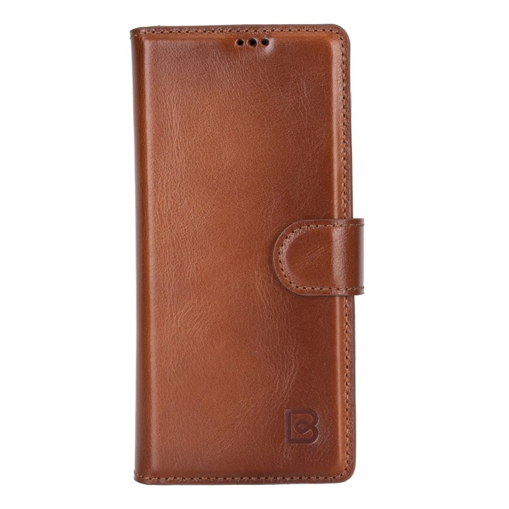 Husa pentru Samsung Galaxy Z Fold6, Bouletta Wallet, din piele naturala premium, tip portofel cu suport bani si carduri, inchidere sigura magnetica, Burnished tan