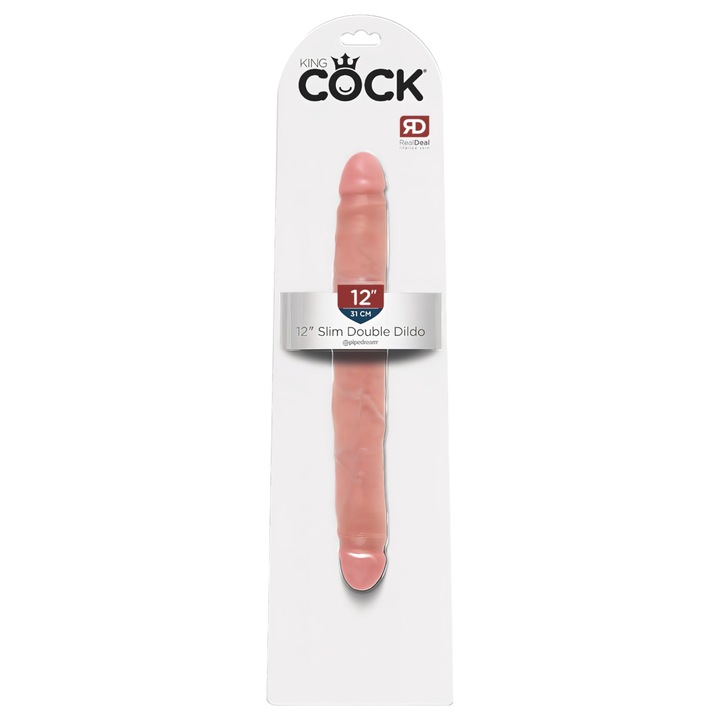 Dildo dublu realist, King Cock, 31cm, Natural
