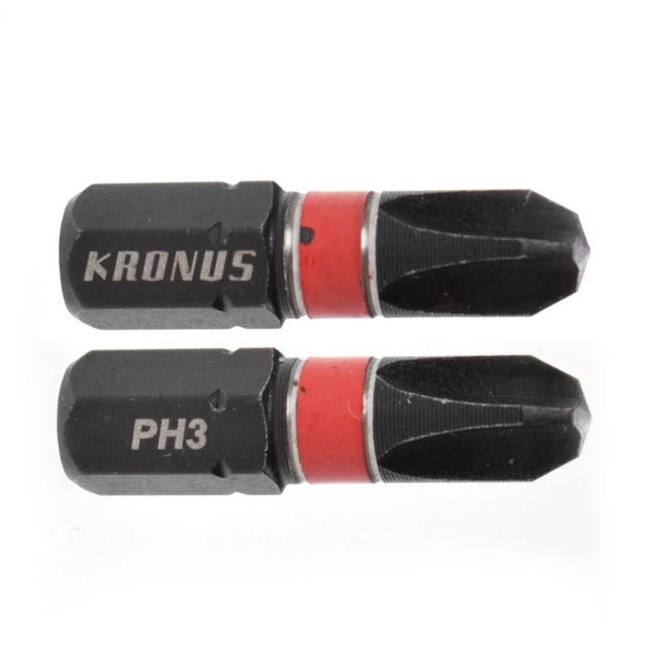 Set 2 biti de impact, pentru insurubare, Kronus 71923323, profil Phillips, PH3, 25 mm