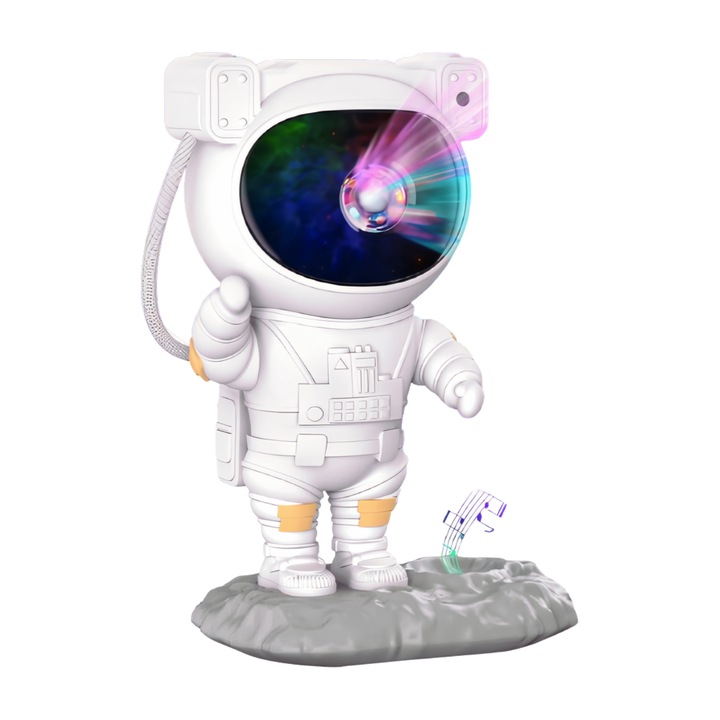 Proiector de stele cu difuzor si conexiune bluethoot, lampa de veghe, cap magnetic cu reglare 360°, telecomanda