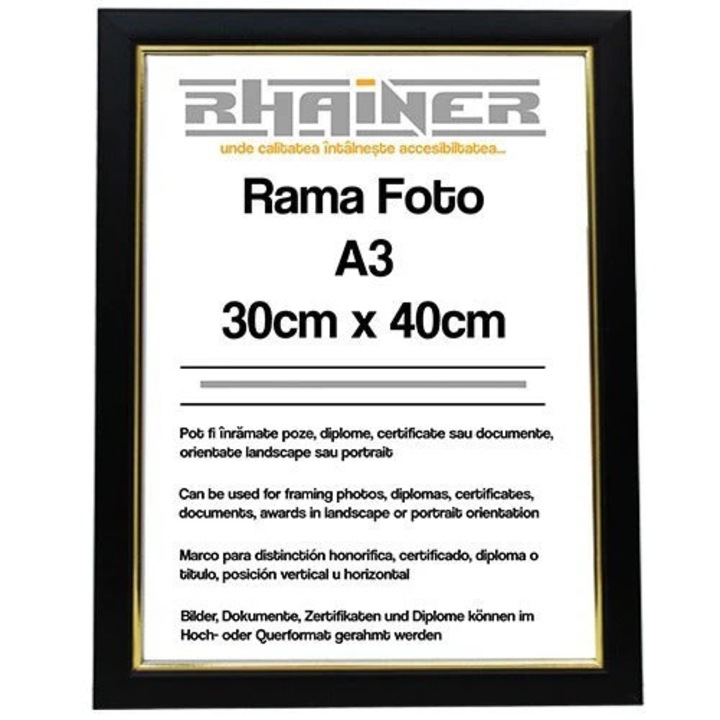 Rama foto Madrid negru+auriu A3, Createur