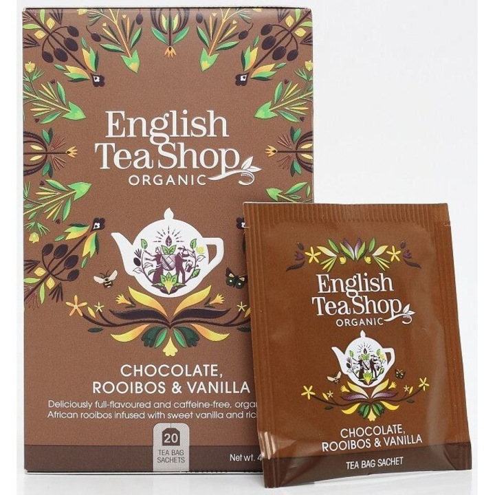 Ceai Rooibos, English Tea Shop Organic, cu cacao si vanilie, bio, 20 x 2 g