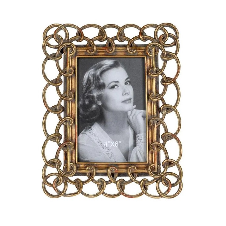 Rama foto, eleganta, din polirasina, aurie, 10*15, Homi Deco