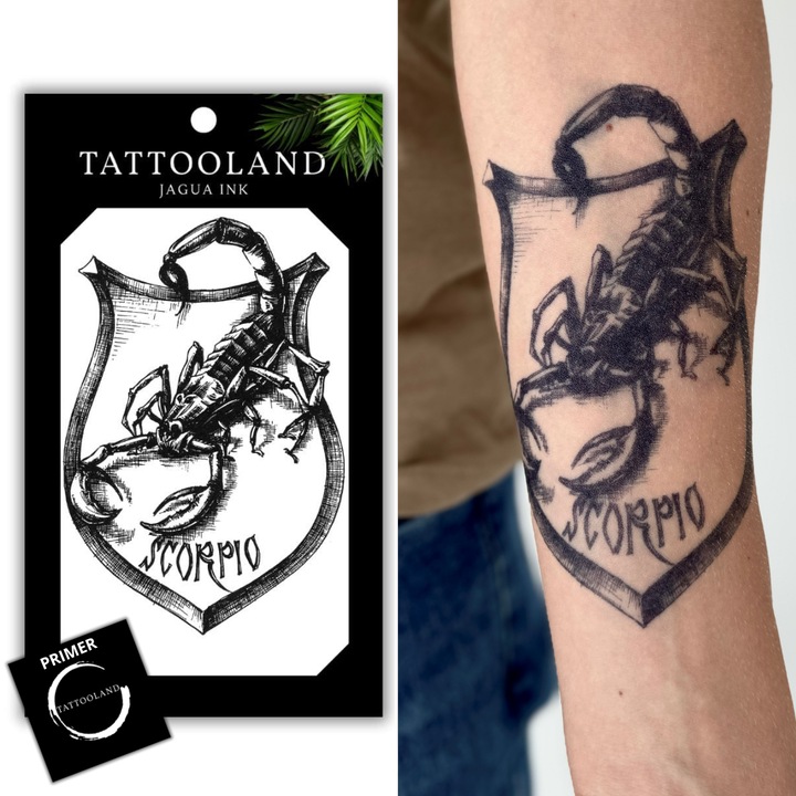 Tatuaj jagua semi-permanent zodiacal „Scorpion” (17, 5 cm x 10, 5 cm)