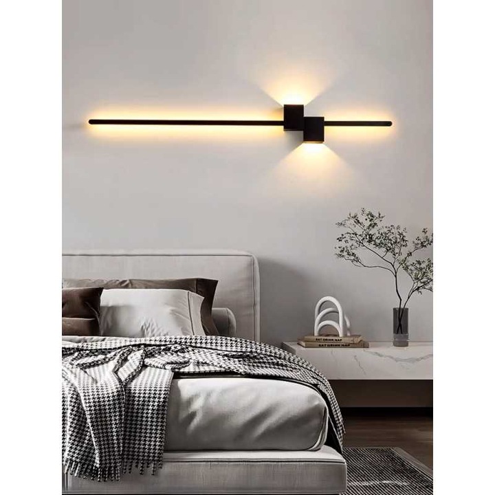 SUEVA® LED полилей 80 см Бар Минималистичен Черен Модерен 28W, 3 вида светлина 50x800X80MM