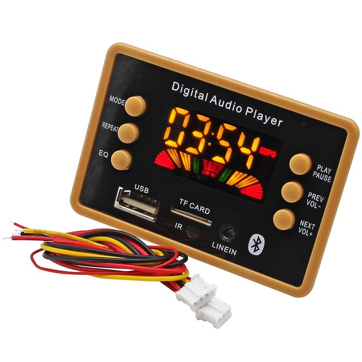 MP3/WAV dekóder modul AUX, FM rádió, Bluetooth 5.0 és TF kártyával, DC 5V