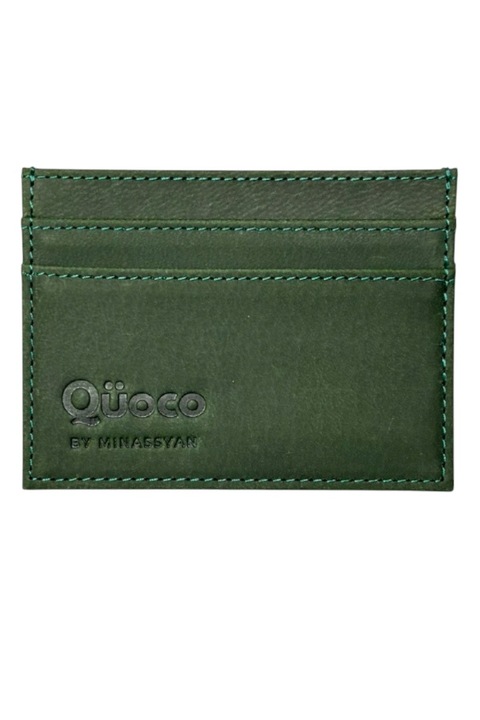 Quoco kártyatartó pénztárca, Vario, valódi bőr, olíva zöld