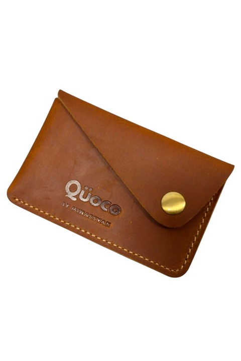 Quoco kártyatartó pénztárca, Bresse, valódi bőr, világosbarna
