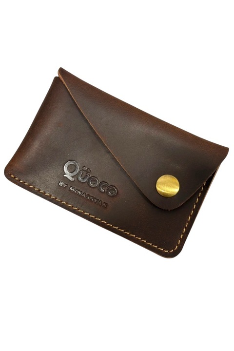 Kártyatartó pénztárca Quoco, Bresse, valódi bőr, sötétbarna