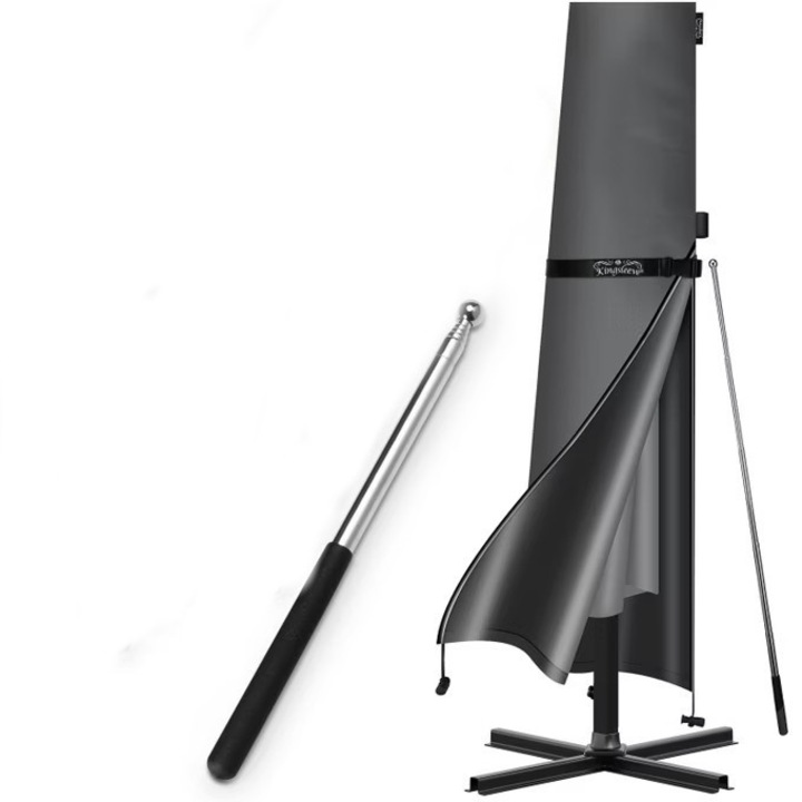 Husa protectie umbrela de soare, Kingsleeve, Impermeabila, Rezistenta la vant, Protectie UV, 350 cm diametru, Antracit