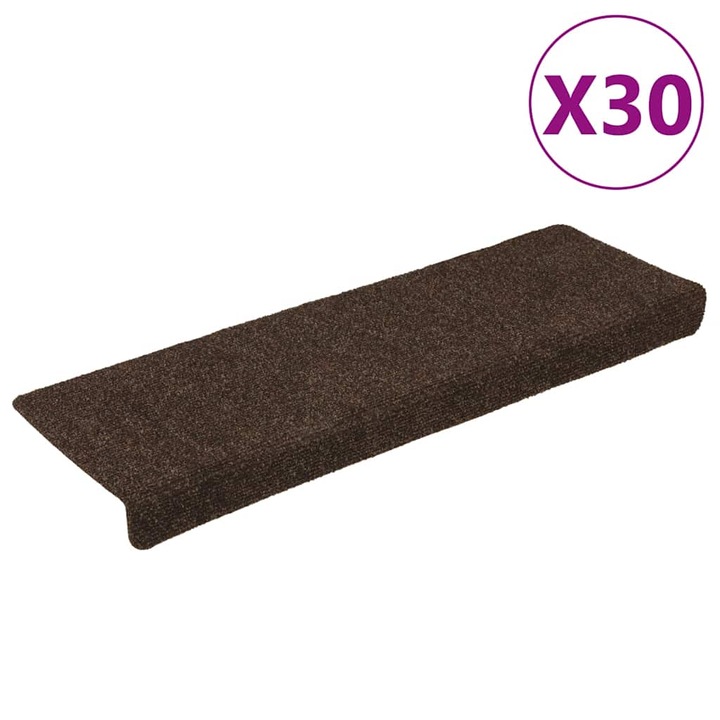 VidaXL 30 db barna öntapadó lépcsőszőnyeg 65x21x4 cm 3365698