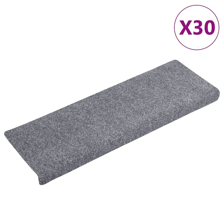 VidaXL 30 db világosszürke öntapadó lépcsőszőnyeg 65x21x4 cm 3365694