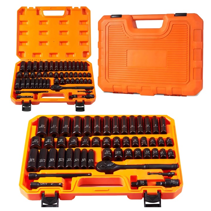 Комплект контакти от 50 части с ключ, Zola, метал, неплъзгаща се дръжка, кутия за съхранение, оранжев